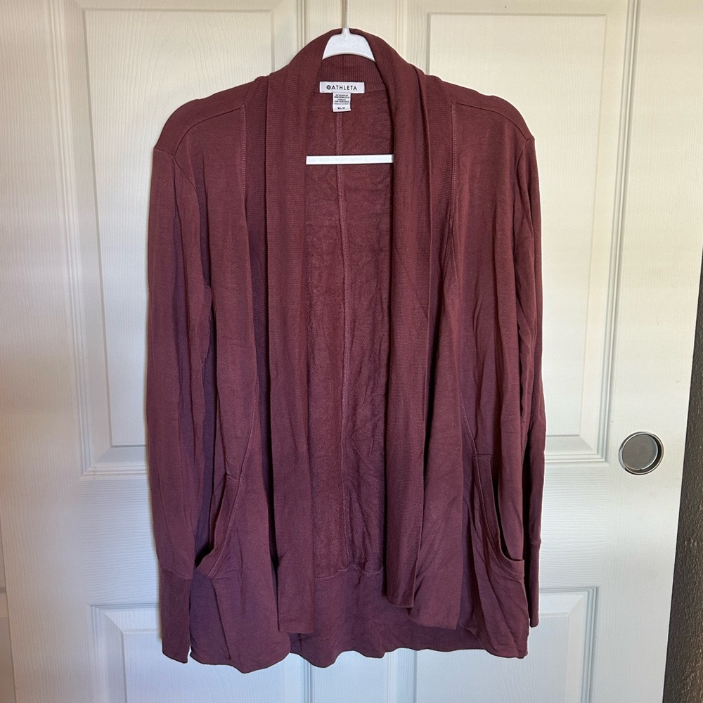 Athleta mauve oversized petite cardigan
